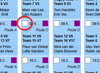 Checkboxen zum Auswählen von Spielberichten