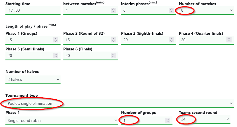 Champions League format settings
