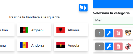 Trascinare le bandiere sulle squadre en het actieve filter aanpassen