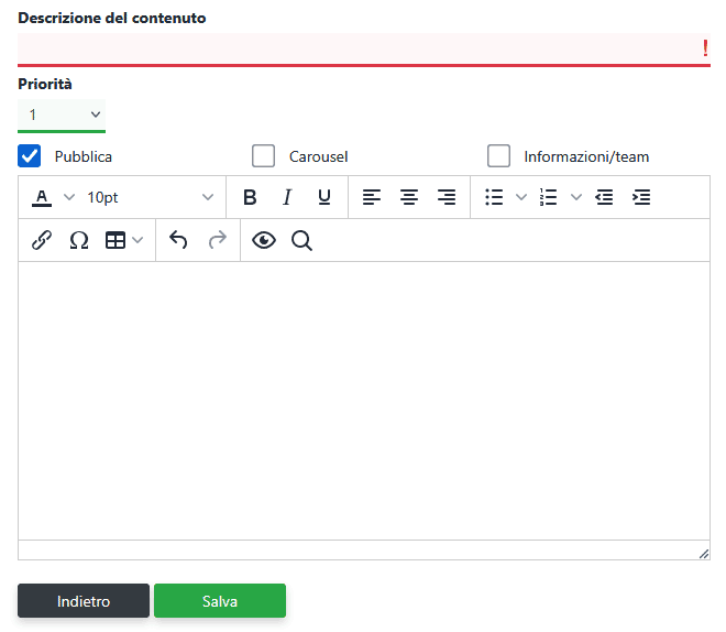 Inviare messaggi tramite la pagina visitatori