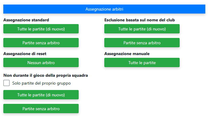 Dettaglio e disponibilità dell'arbitro
